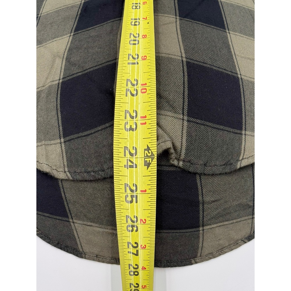 Express Plaid Lace-Up‎ Long Sleeve Top Womens Small Olive Green Black Casual - Picture 14 of 16